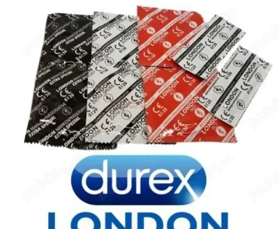 Durex LONDON Red - Rosu 100 buc, prezervative cu aroma de capsuni